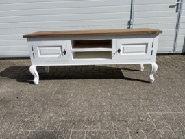 TV Meubel Queen Ann poot Barok 160 cm breed met drift-look teak bovenblad .