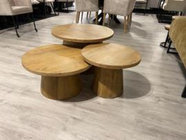 Noor 1 salontafel met 2 bijzettafels massief mango voor een speciale prijs