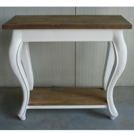 114 SIDE TABLE  QUEEN ANN  TEAK met Wit  bovenblad 100  x 40 nu in de actie