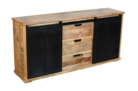 RB DESIGN dressoir massief  Mango schuif deur metaal 175 cm  breed 3  lades