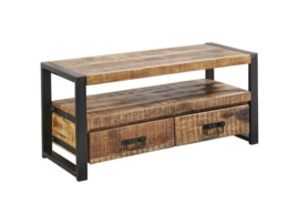 SOHOTO Tv-Meubel 110 x 45 x H 50 cm duurzaam Mango hout met zwart metaal frame Voor een lage actie prijs