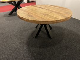 BRITT  eettafel Mango blad rond 150 cm "Ø" metaal poot voor een actie prijs