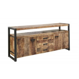 LAHORE dressoir 180 cm breed duurzaaam MASSIEF Mango hout met zwart metaal frame        Voor een lage actie prijs