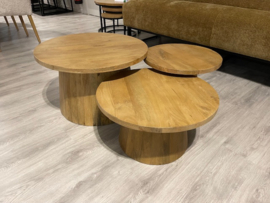 Noor 1 salontafel met 2 bijzettafels massief mango voor een speciale prijs