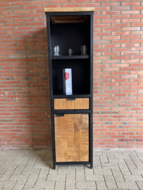Cod collectie 1 deur 1 ladekast 180x40x50 Front blank mango en zwart metaal