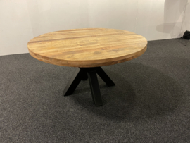 BRITT  eettafel Mango blad rond 150 cm "Ø" metaal poot voor een actie prijs