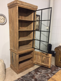 Brent Vitrinekast   Cabinet recyclend Teak met 1 metaaldeur 80 cm breed ..