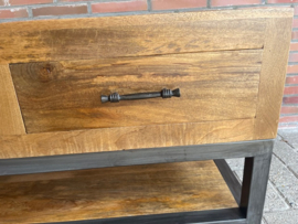 Firenze  industriële Tv-dressoir 160 cm breed  mangohout en metaal voor een  speciale prijs