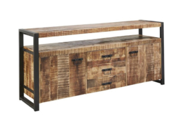 SOHOTO dressoir 215 cm breed duurzaam Mango hout met zwart metaal frame Voor een lage actie prijs