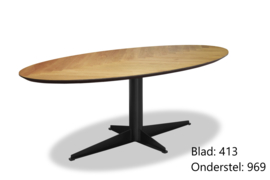 413 Eettafel koopmans  blad 413 noten hout  met metalen poot 969  vraag een offerte aan