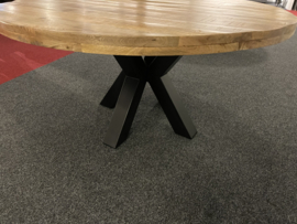 BRITT  eettafel Mango blad rond 150 cm "Ø" metaal poot voor een actie prijs