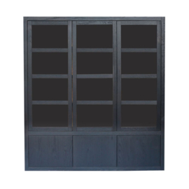 Fort Eiken 3 deuren vitrinekast  175x40x194 cm-FOCB002BLK