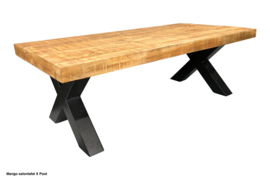 Xandra MANGO eettafel hardhout metaal onderstel X leverbaar 180 cm,200 cm 240 cm,260 cm  prijs van af