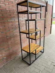 MMB031 * Industriële boekenkast metaal mangohout 90 cm breed extra laag geprijst