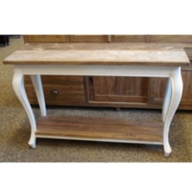 114 SIDE TABLE  QUEEN ANN  TEAK met Wit  bovenblad 100  x 40 nu in de actie