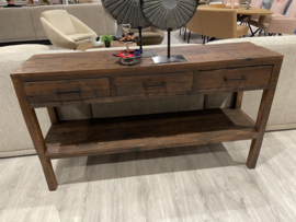BRENT WW Sidetable 150 cm massief oud hout met 3 lades