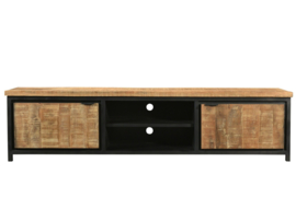 MMB014 Tv-meubel Cod  Tv-Meubel 210 cm breed MANGO NATUREL  met zwart metaal     NU SPECIALE ACTIE PRIJS