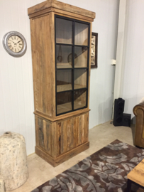 Brent Vitrinekast   Cabinet recyclend Teak met 1 metaaldeur 80 cm breed ..