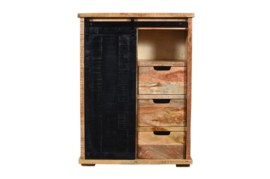 RB DESIGN dressoir massief  Mango schuif deur metaal 85 cm  breed 3  lades