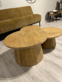 Noor 1 salontafel met 2 bijzettafels massief mango voor een speciale prijs