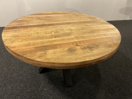 BRITT  eettafel Mango blad rond 150 cm "Ø" metaal poot voor een actie prijs