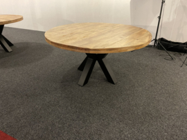 BRITT  eettafel Mango blad rond 150 cm "Ø" metaal poot voor een actie prijs