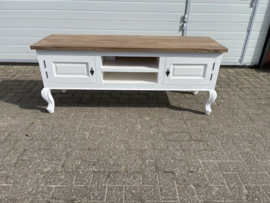 TV Meubel Queen Ann poot Barok 160 cm breed met drift-look teak bovenblad .