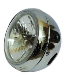 Motor KOPLAMP rond Chroom Metaal afstand zijbevestiging ongeveer 130mm 0125zzPB.]