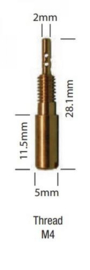 Stationair Sproeier 28.1mm Lang  (Ø4 en Ø2mm) 2 gaten (m4x...)