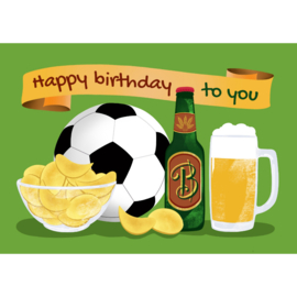 Verjaardagskaart | Voetbal, bier en chips
