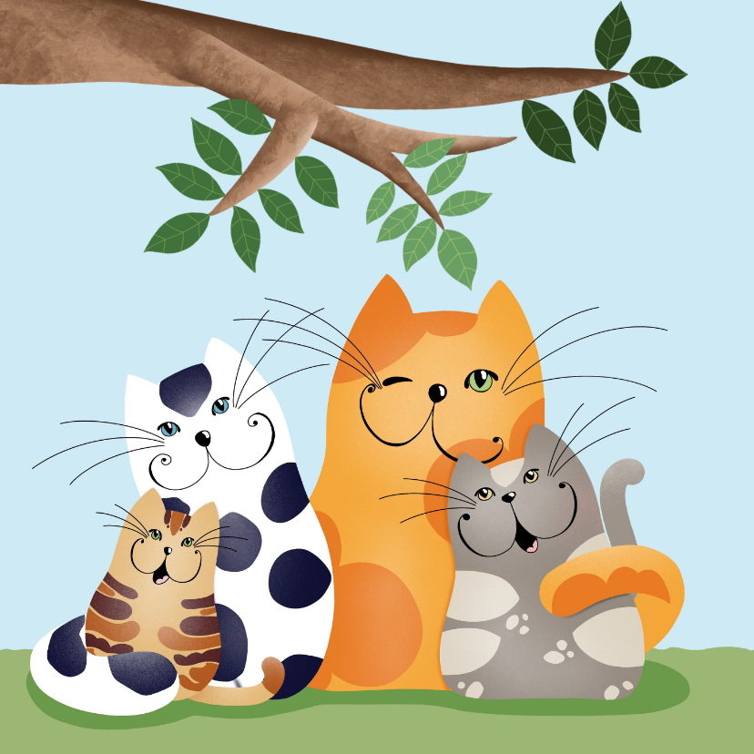 Kaartje2go.nl | Wenskaart - Katten in de boom