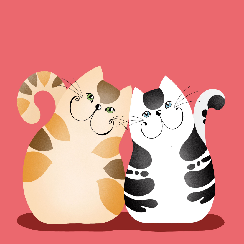 Kaartje2go.nl | Liefde en vriendschap - twee katten knuffelen