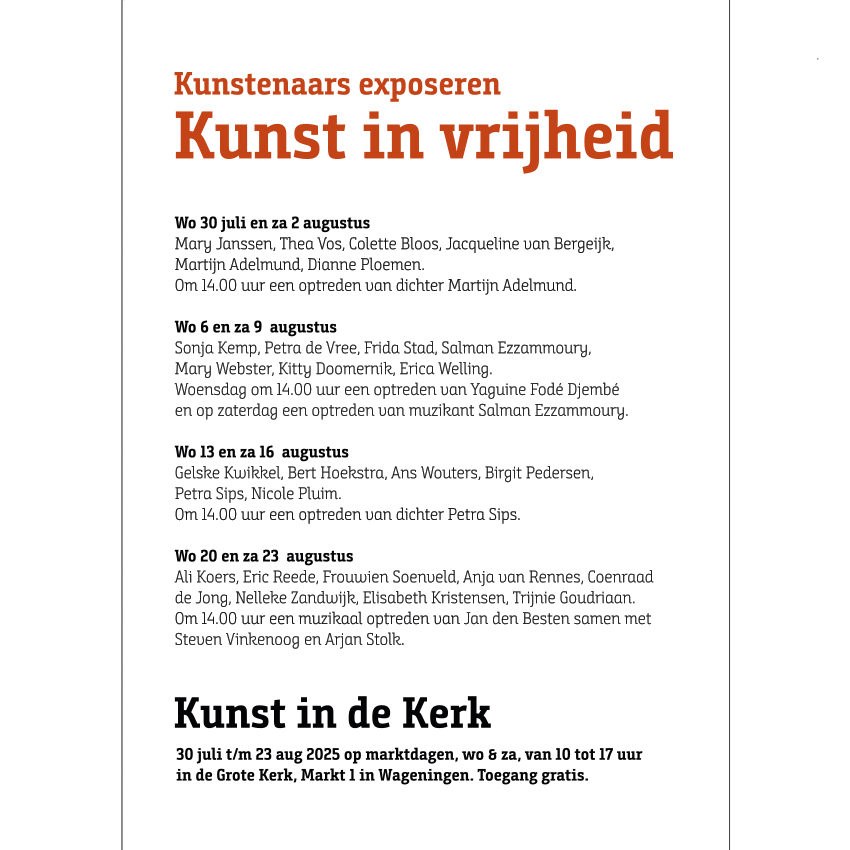 Flyer en poster Kunst in de kerk 2025