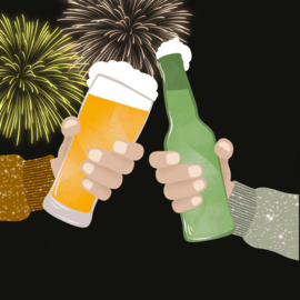 Nieuwjaarskaart | Proosten met bier
