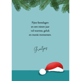 Kaartje2go.nl | Kerstkaart - Dalmatiër met een kerstmuts op