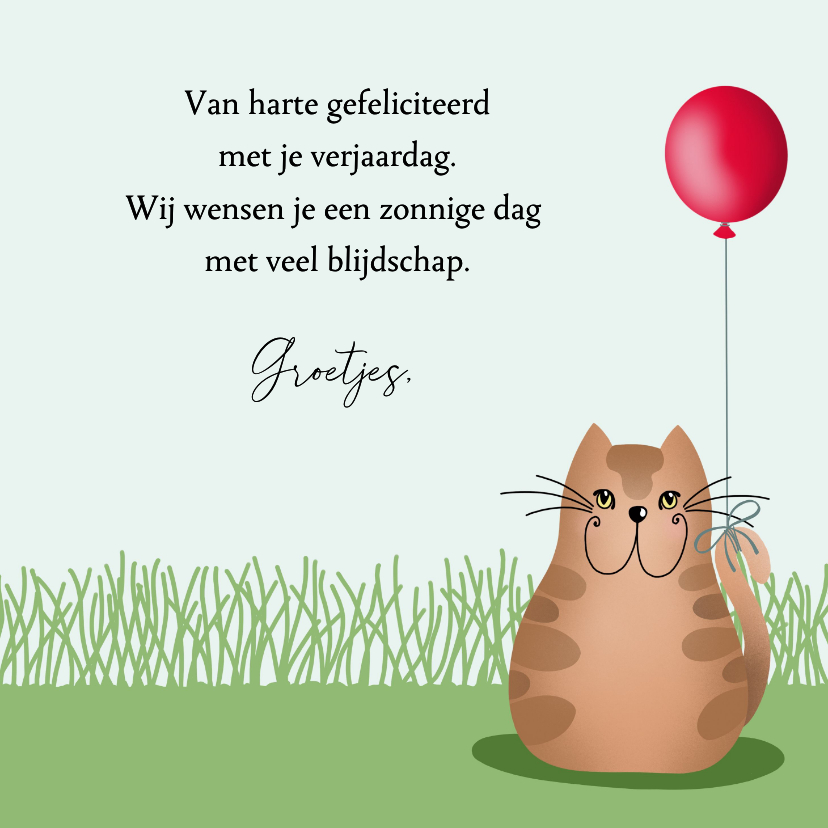 Kaartje2go.nl | Verjaardagskaart - katten met ballonnen