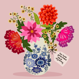 Verjaardagskaart | Delfts blauwe vaas met bloemen