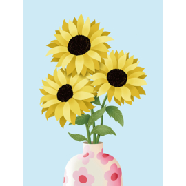Digitale kunst | Vaas zonnebloemen