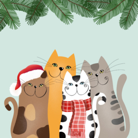 Kaartje2go.nl | Kerstkaart zingende katten