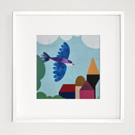 Vogel boven de stad