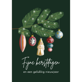 Kaartje2go.nl | Kerstkaart dennentakken met kerstballen
