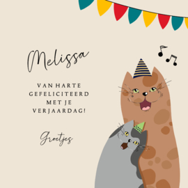 Kaartje2go.nl | Verjaardagskaart zingende katten