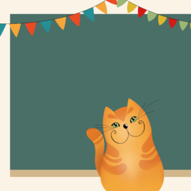 Kaartje2go.nl | Kinderkaart kat voor het eerst naar school