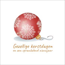 Greetsandgifts.nl | Kerstkaart Rode kerstbal met sneeuwster