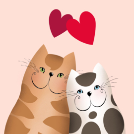 Kaartje2go.nl | Valentijnskaart - katten met een sjaal om