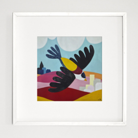 Vogel boven de weilanden