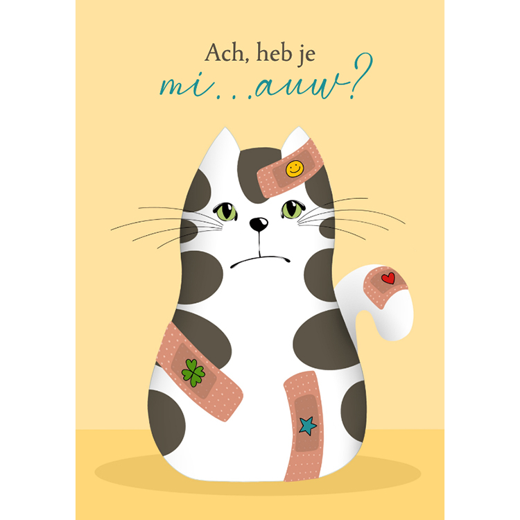 Kaartje2go.nl | Beterschapskaart - Kat met pleisters