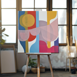 Schilderij, acryl op canvas, met de stroom mee nr 1