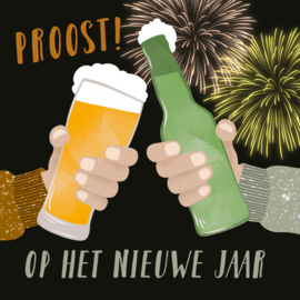 Nieuwjaarskaart | Proosten met bier