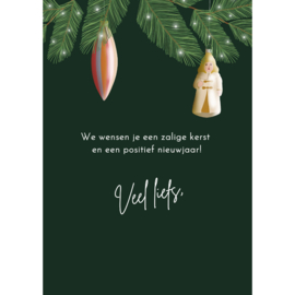 Kaartje2go.nl | Kerstkaart dennentakken met kerstballen